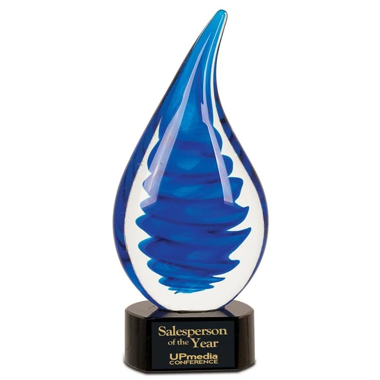 Blue Twist Rain Drop Art Glass 1