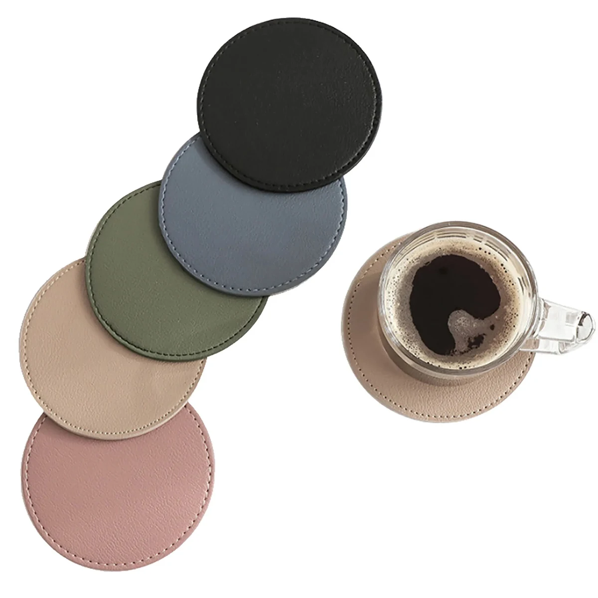 PU Leather Absorbent Round Coaster 1
