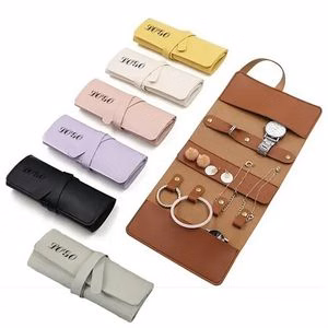 Leather Foldable Jewelry Storage Zipper Bag