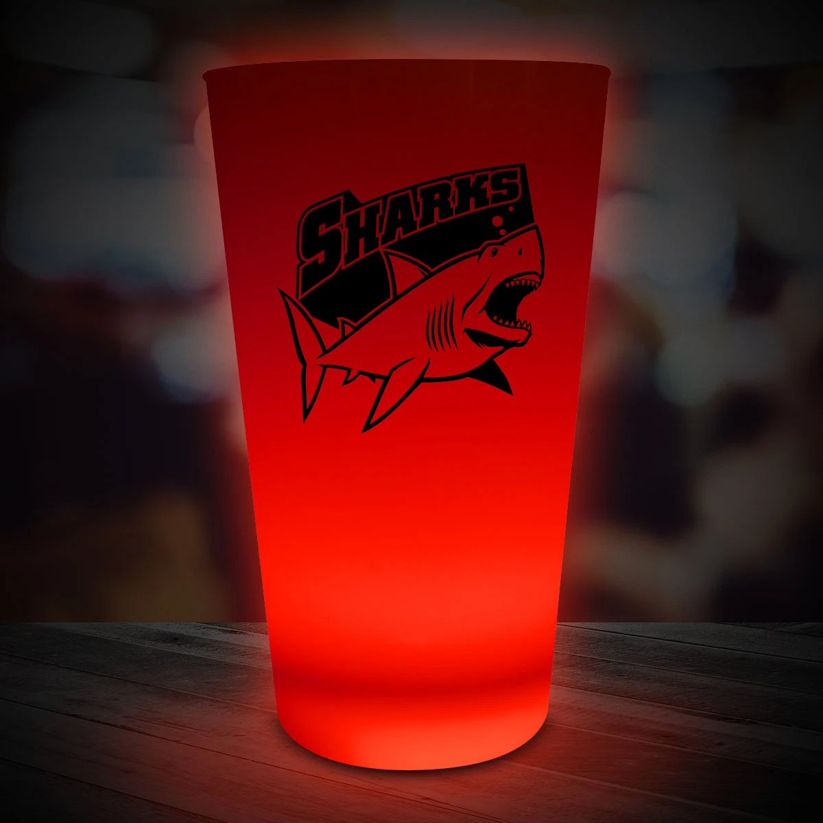 Red LED Glow Light Up Neon Look 16 oz Pint Glass 1