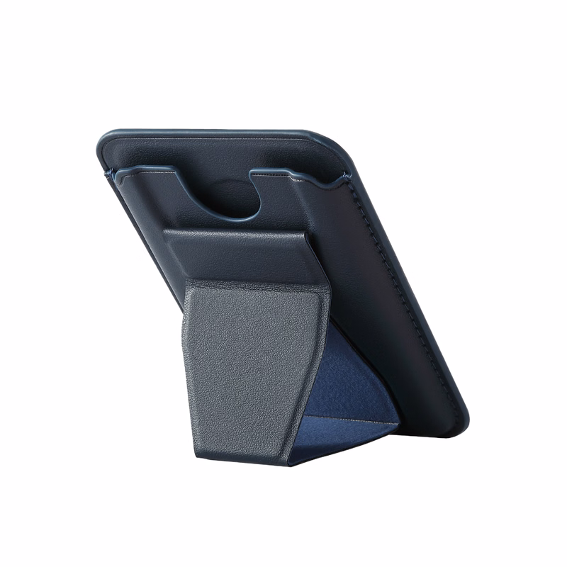 Magnetic removable PU leather card wallet with phone holder
