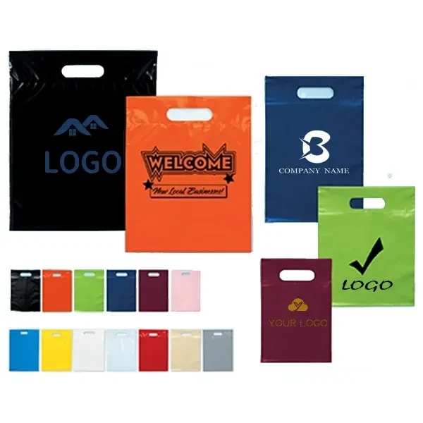 Custom Plastic Four-Finger Tote Bag — Lightweight Durable Shopping Promotional Bag 1