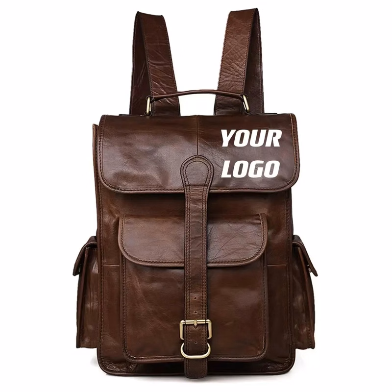 Custom Vintage Genuine Leather 15 Inch Laptop Backpack