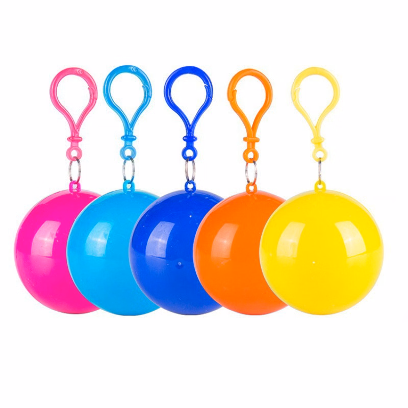 Portable Disposable Rain Poncho with Ball-shaped Storage Case