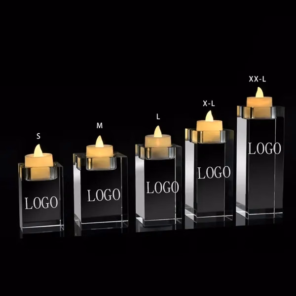 Custom Crystal Pillar Candle Holder 6.1 inch — Premium Home Decor Event Gift