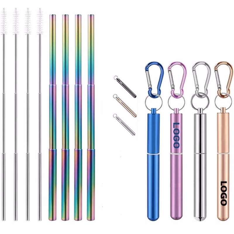 Collapsible Stainless Steel Keychain Straw