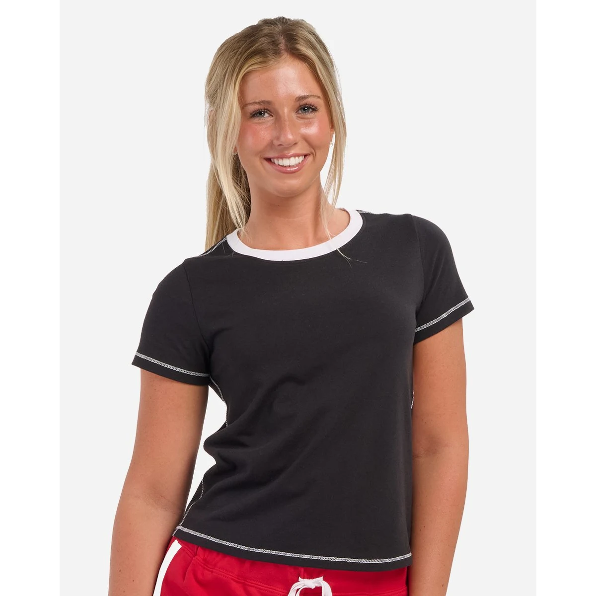 Women's Contrast Stitch Baby Tee - BW2106 1