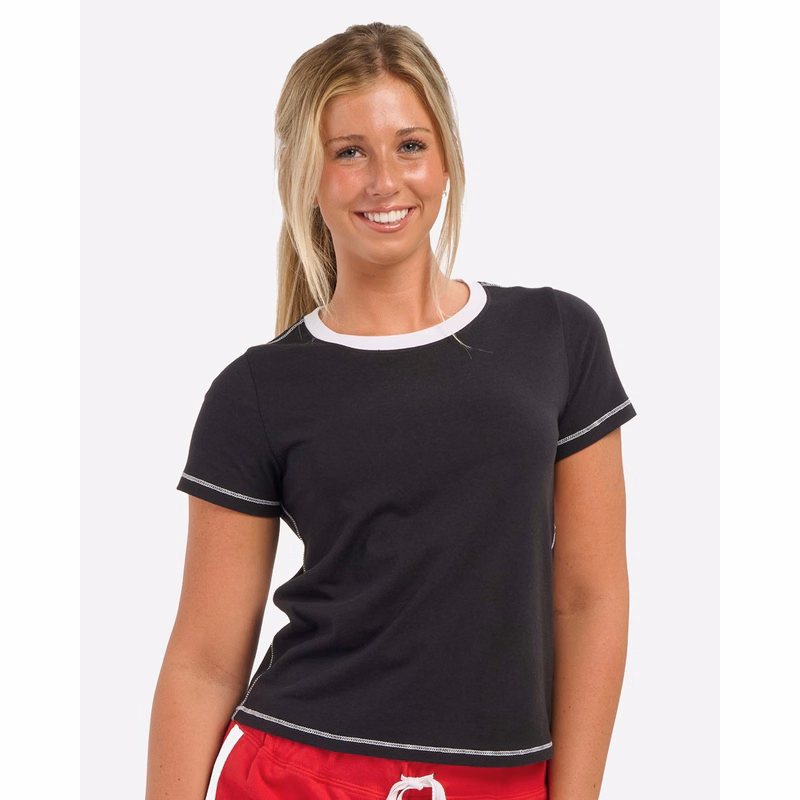 Women's Contrast Stitch Baby Tee - BW2106