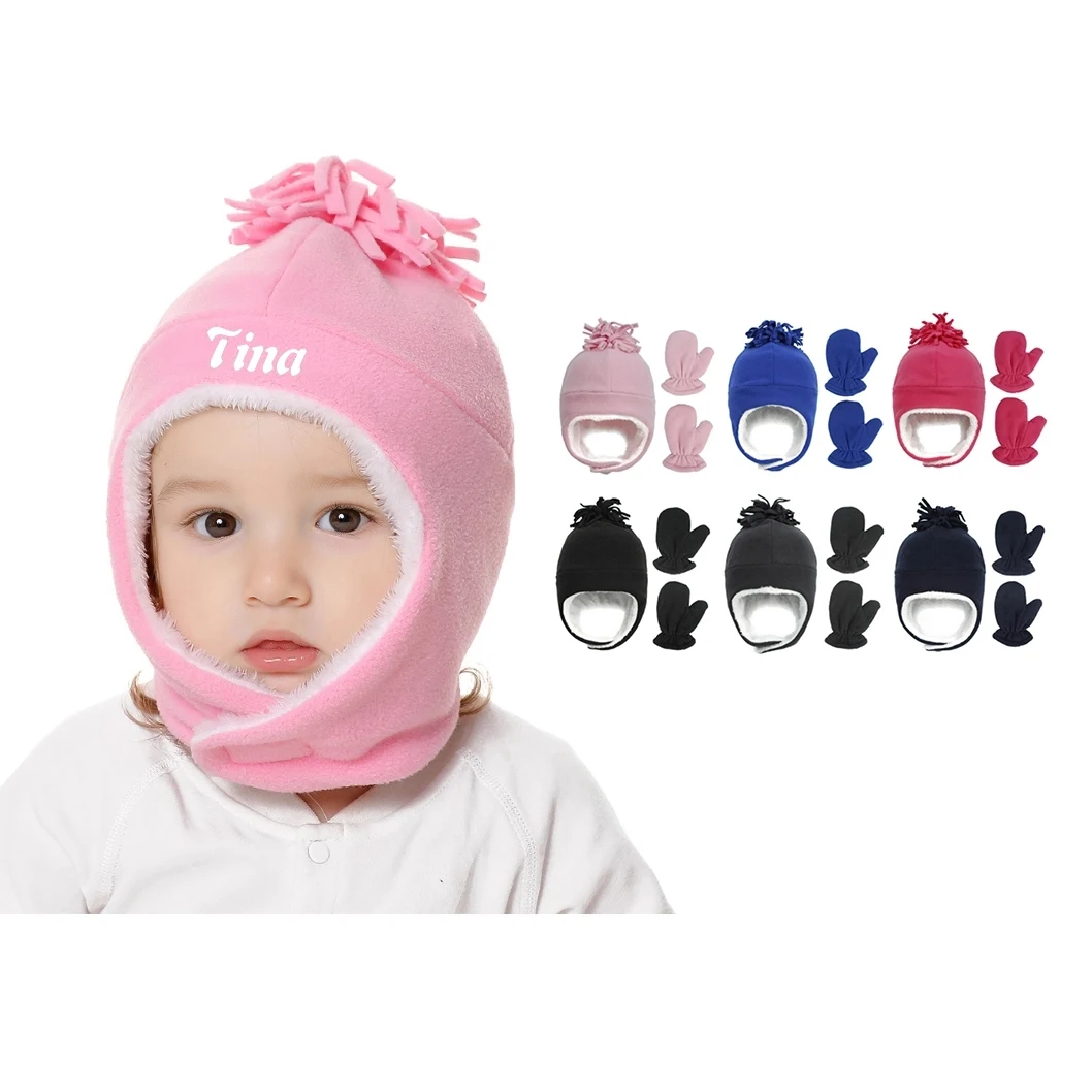 Baby Fleece Cuff Beanie And Gloves Set 1