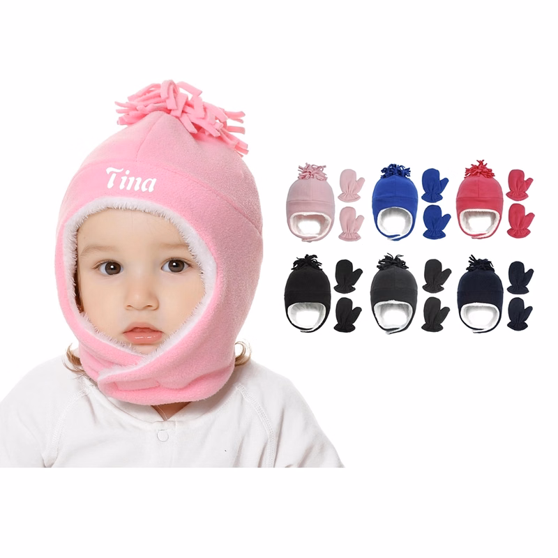 Baby Fleece Cuff Beanie And Gloves Set