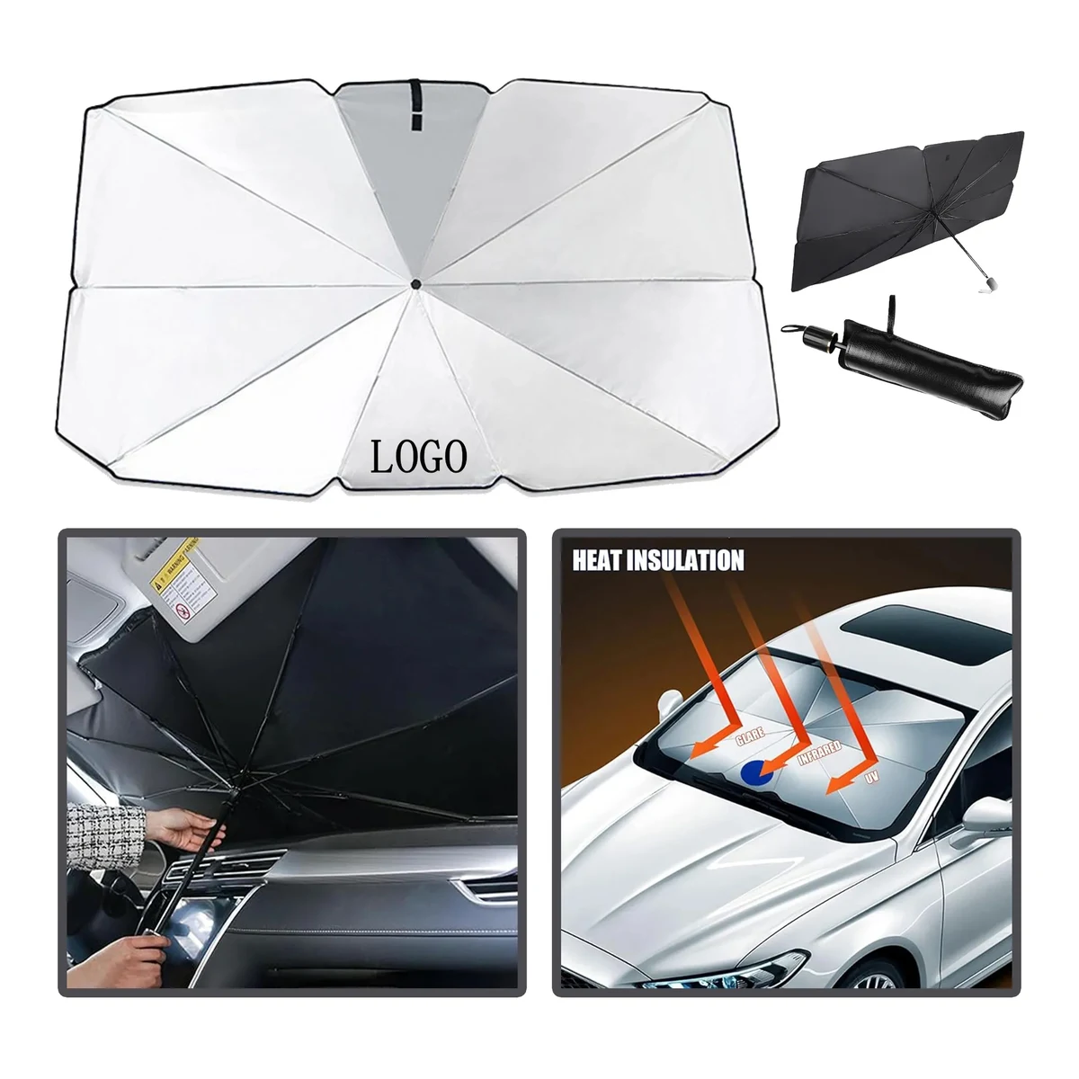 Telescopic Folding Car Sunshade Umbrella 1