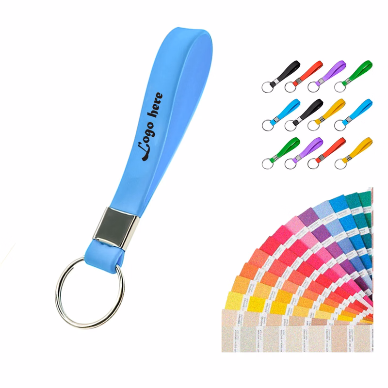 Custom Silicone Bracelet Keychain with Metal Ring