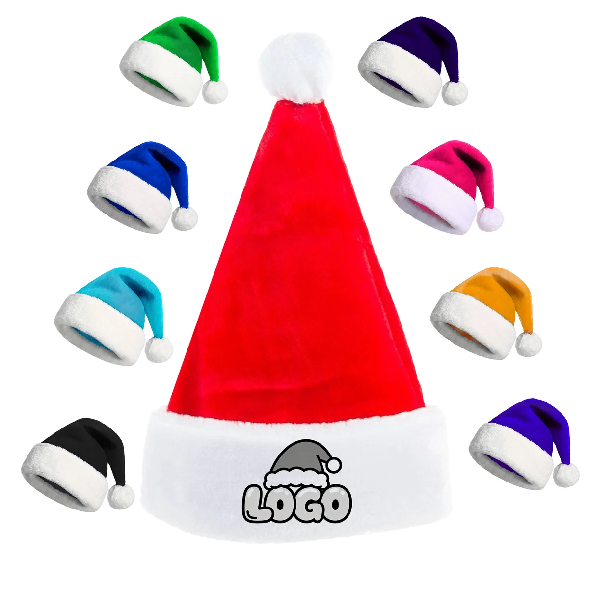 Warm Short Plush Santa Christmas Hat 1