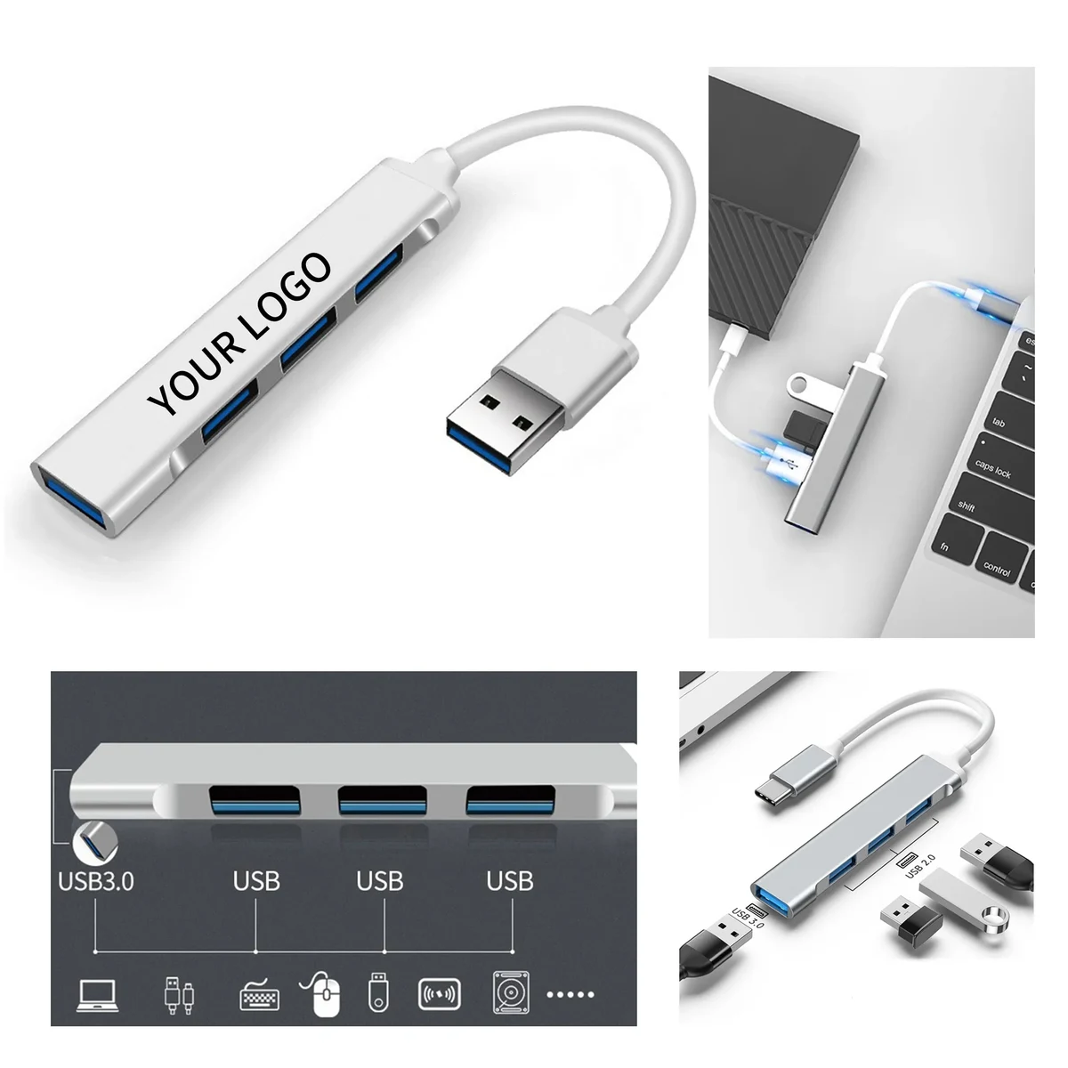 USB C 4 in 1 Aluminum Docking Station 1