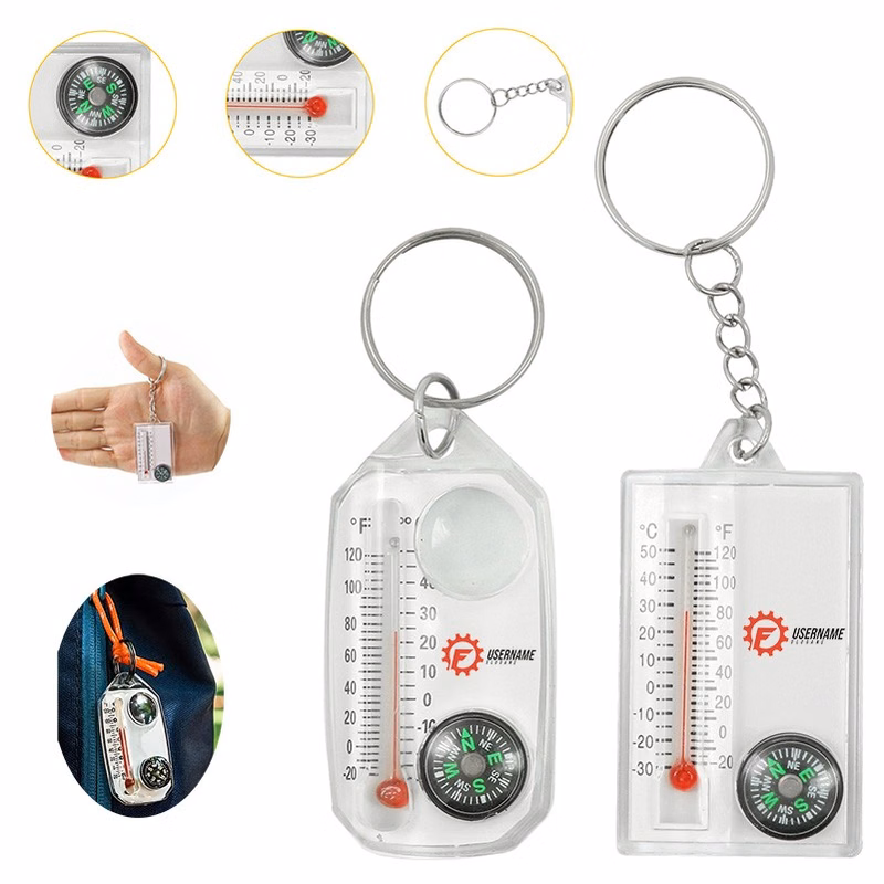 Finger North Compass Mini Portable Night Light Precision Thermometer Keychain Three in One