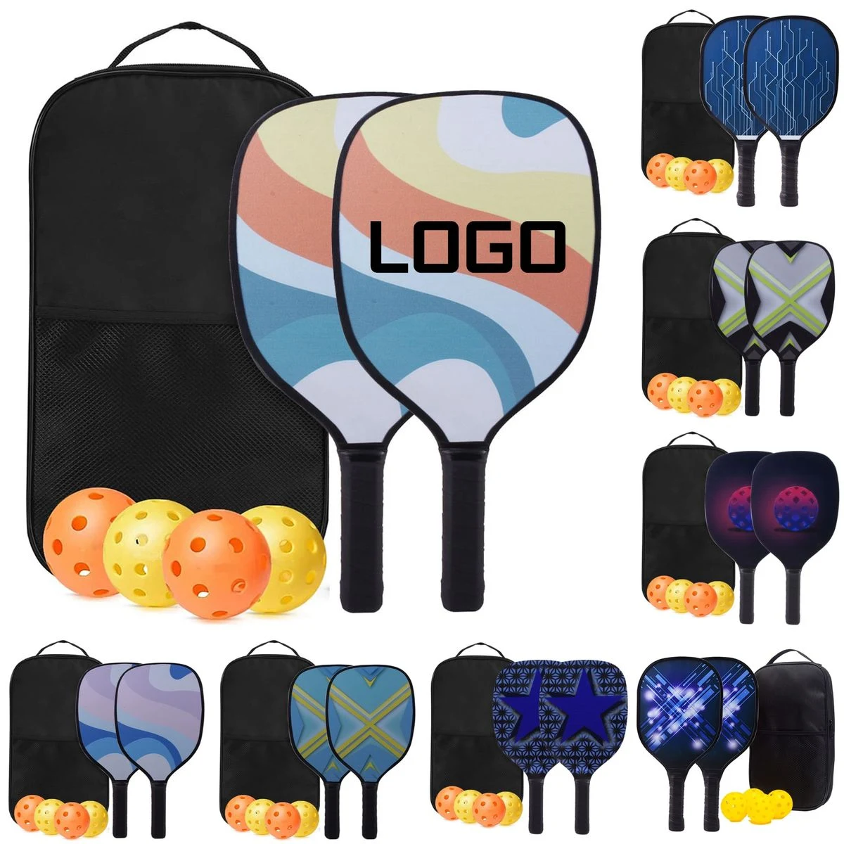 15 Inch Durable Wood Pickle Ball Set 2 Paddles 4 Balls 1