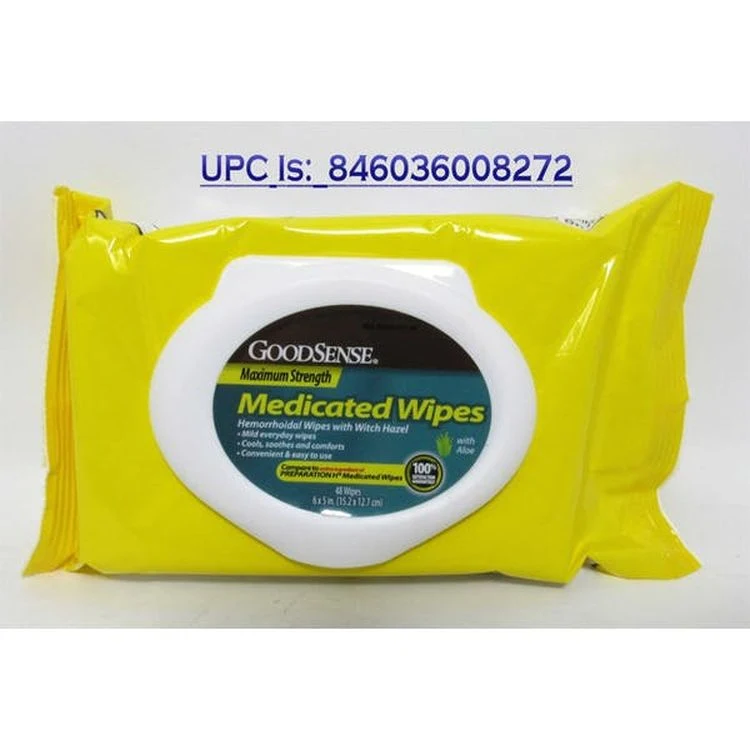 Max-Strength Medicated Hemorrhoidal Wipes - Witch Hazel Aloe 48 Pack 1