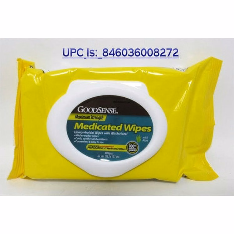 Max-Strength Medicated Hemorrhoidal Wipes - Witch Hazel Aloe 48 Pack