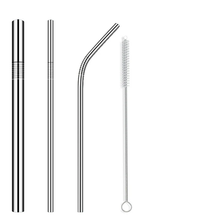 Stainless Steel Metal Straws w/Storage Bag & Cleaning Brush 1