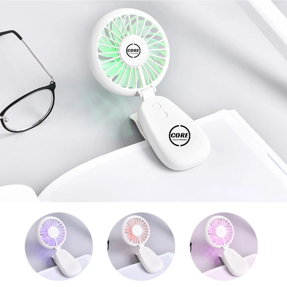 Portable Clip On Rechargeable Fan With Led Light 1