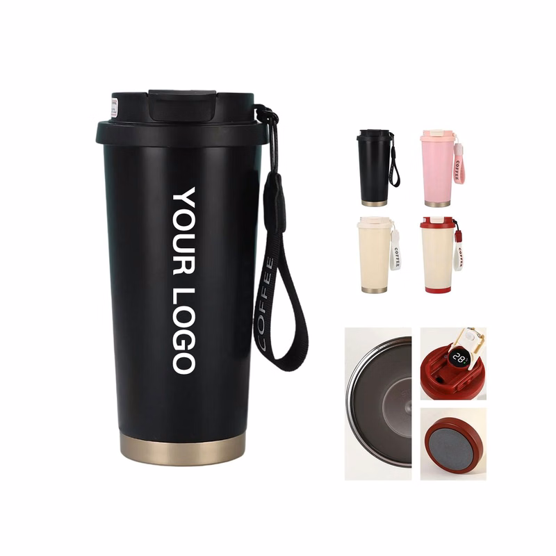 Stainless Steel Coffee Cup with 16oz Capacity and Rope