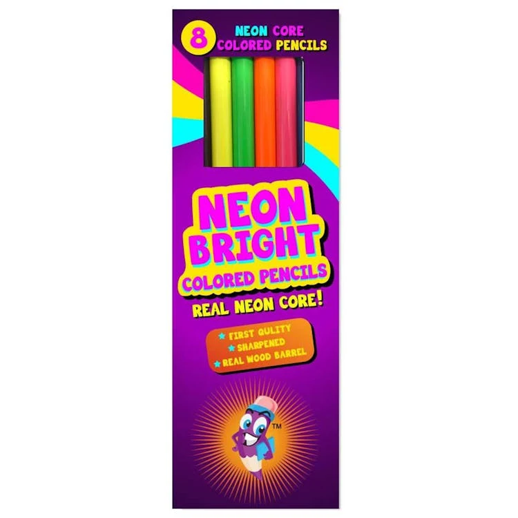 Neon Bright Colored Pencils - 8 Pre-sharpened Colors 1