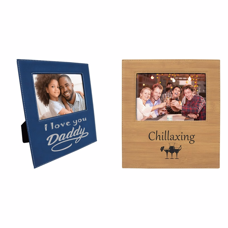 5" x 7" Leatherette Photo Frame with 4 1/2" X 9 Personalization Area