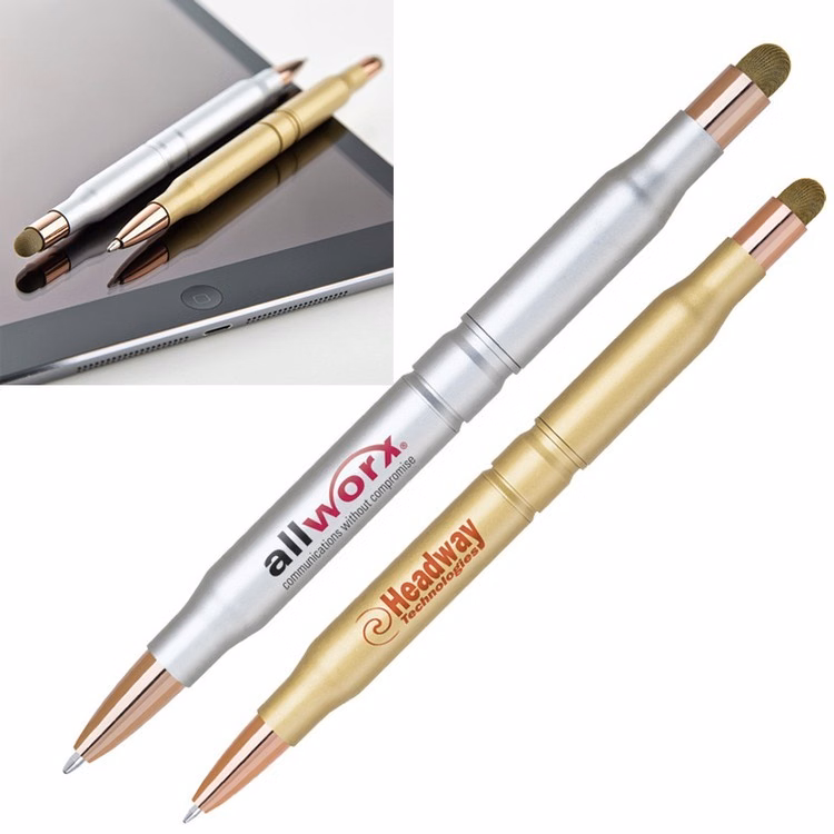 2 in 1 Bullet Ballpoint Pen with Fiber Cloth Capacitive Stylus