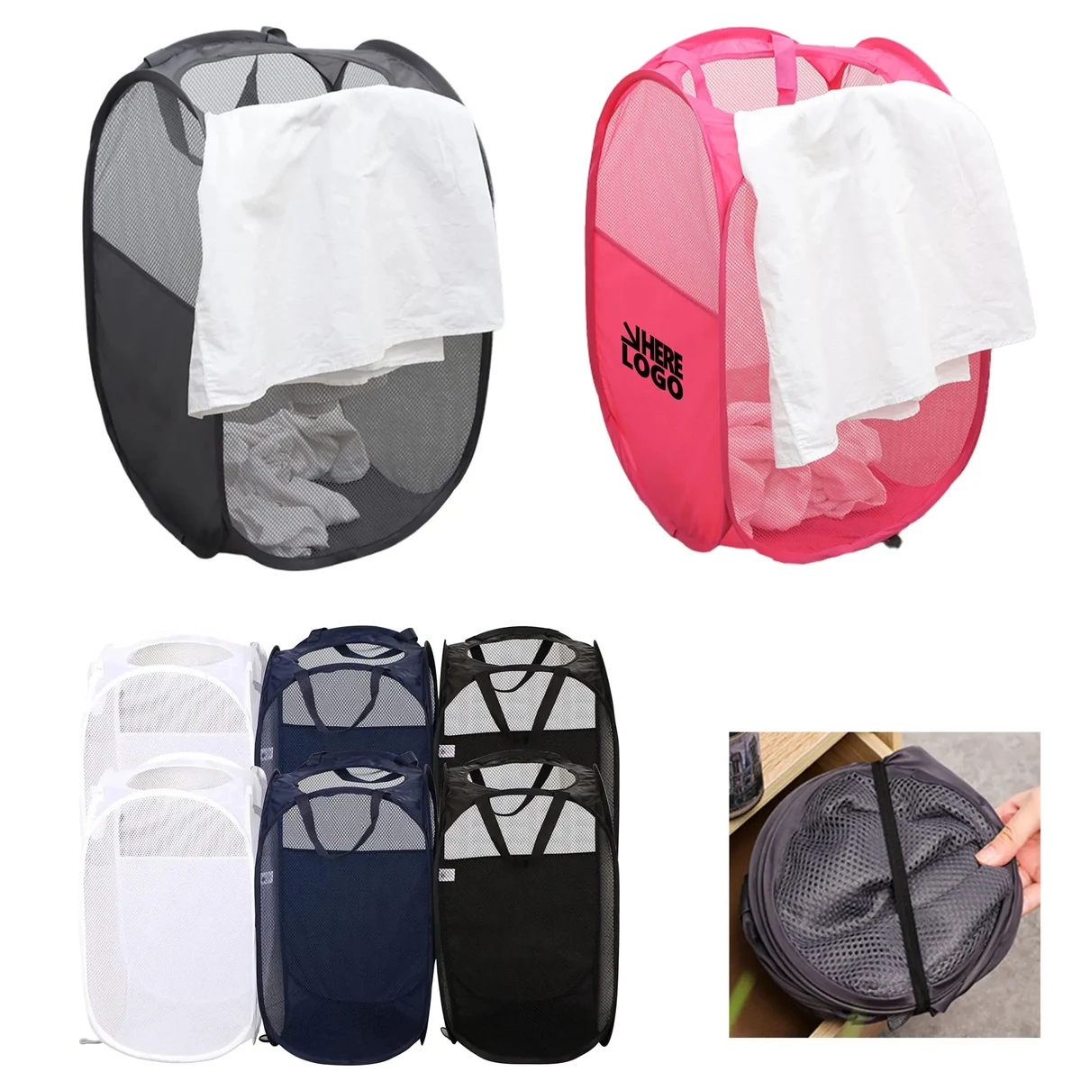 Handy Collapsible Mesh Laundry Hamper MOQ 50PCS 1