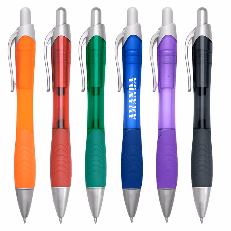 Translucent Plastic Push-Button Ballpoint-Pen
