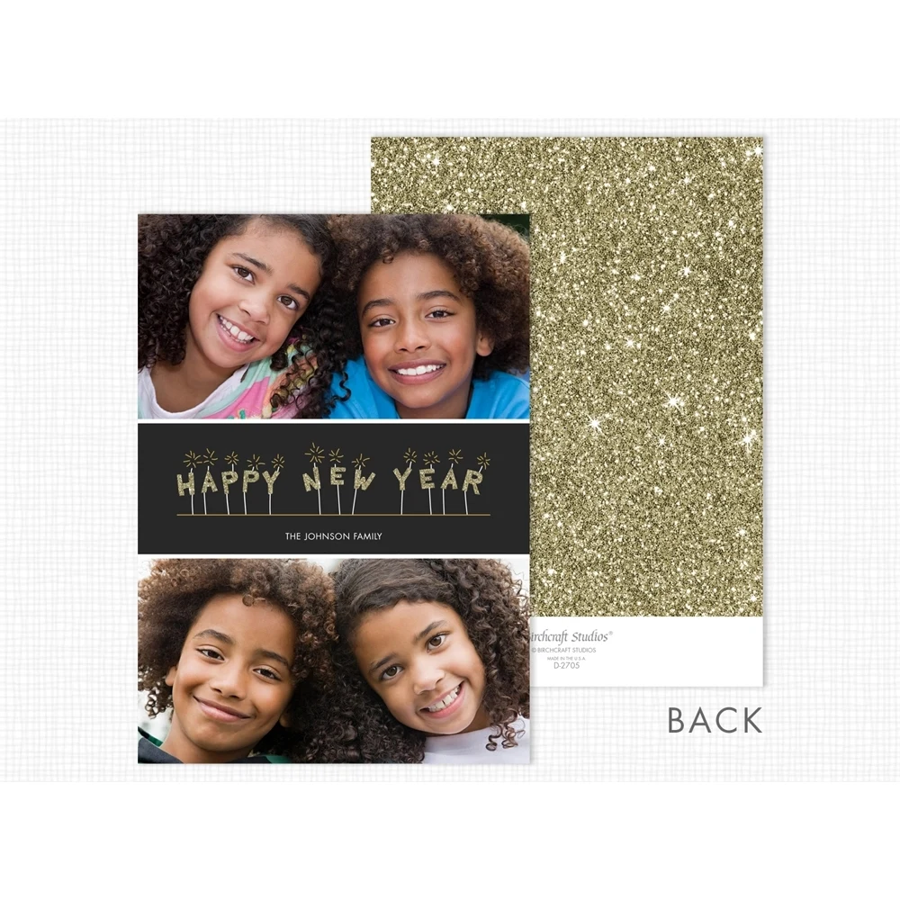 Happy New Year Flat Photo Holiday Card 1