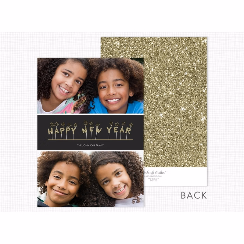 Happy New Year Flat Photo Holiday Card