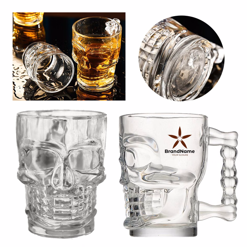 17oz Durable Thick Heat-Resistant Skull Glass Beer Mug