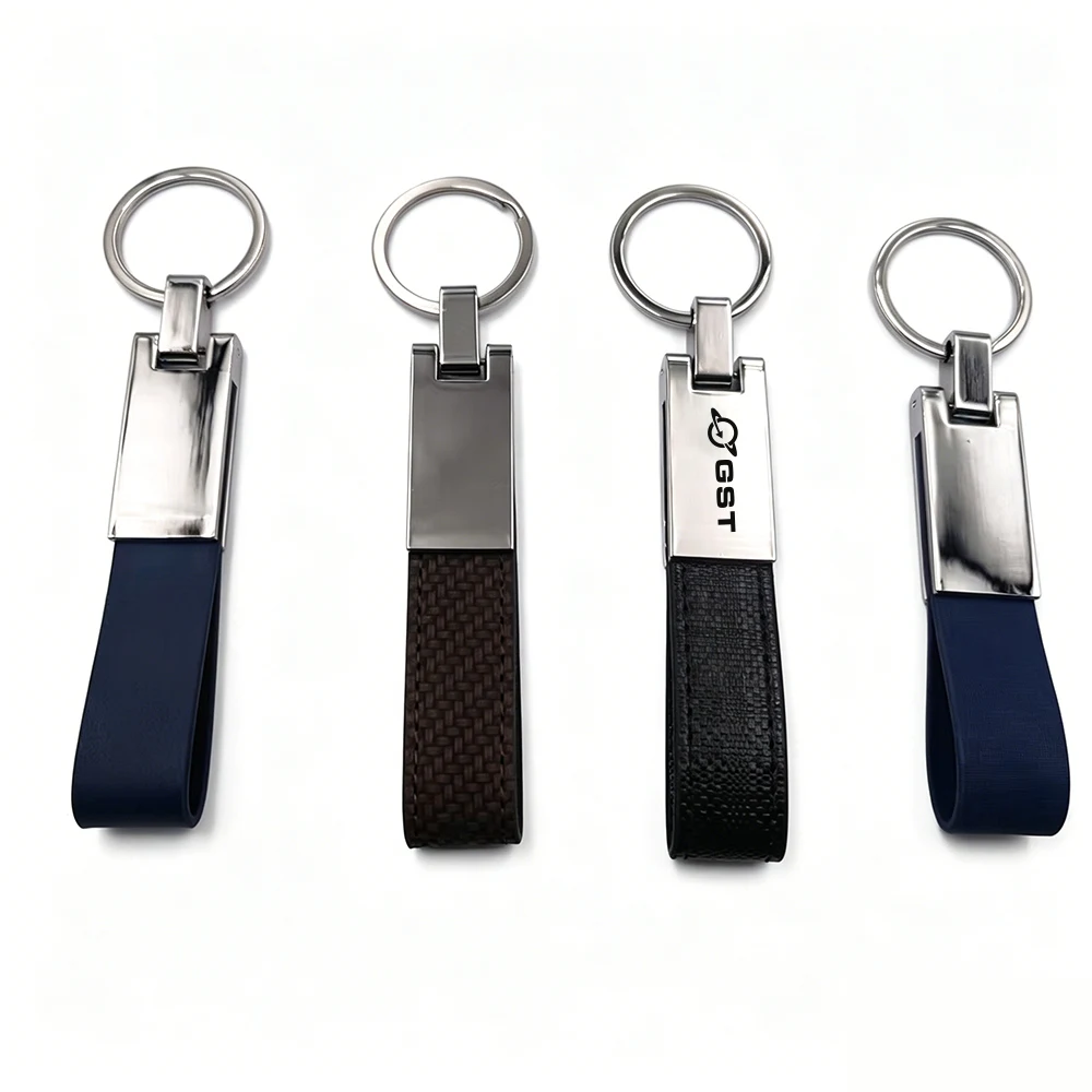 Leather Strap Keychain w/ Metal Plate 1