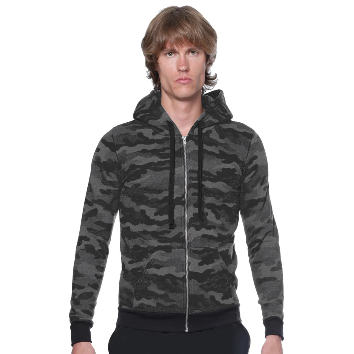 USA Made Unisex Triblend Full Zip Camo Hoody 1