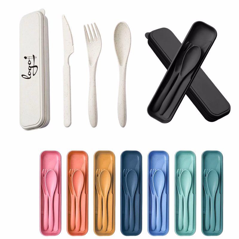 Reusable Wheat Straw Cutlery With Case