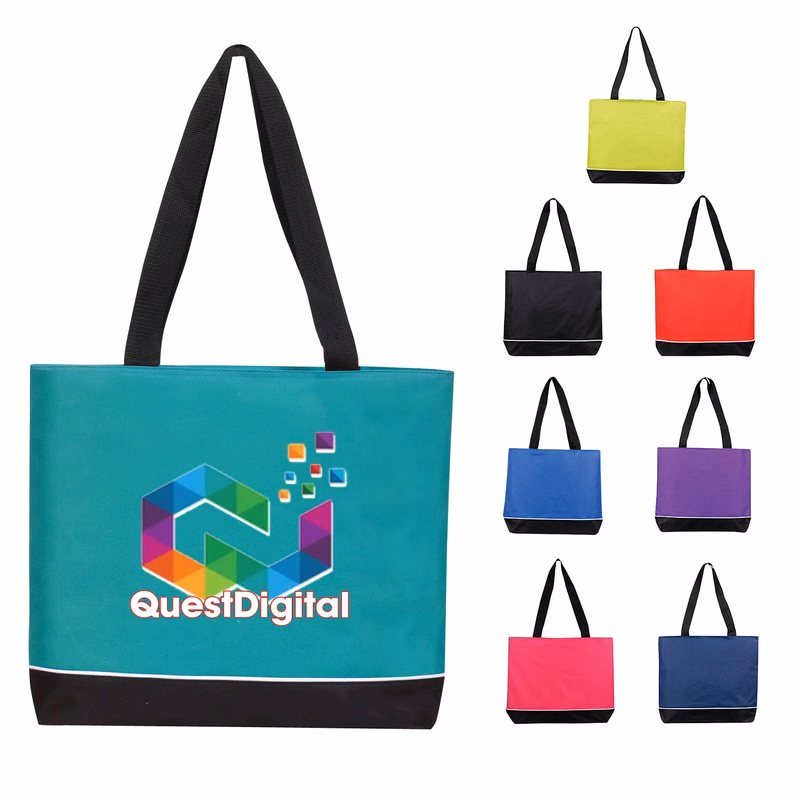 Zipper Shoulder Tote Bag with Full Top Zipper Gusset