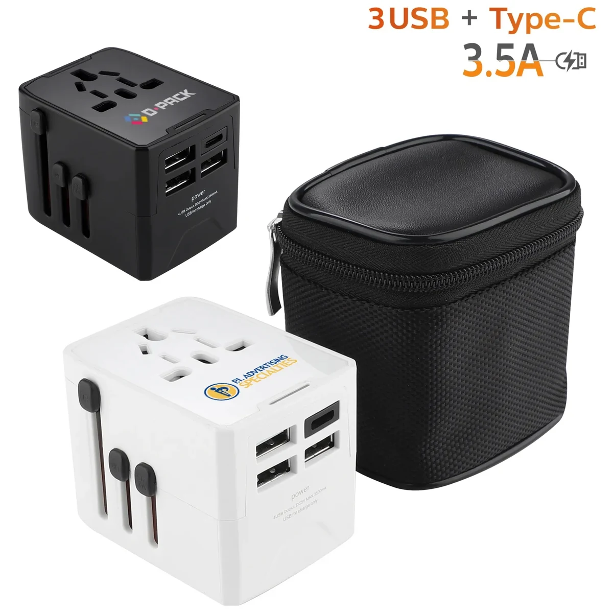 International Power Adapter Wall Charger 3 USB + 1 Type C 1