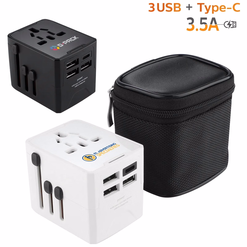 International Power Adapter Wall Charger 3 USB + 1 Type C