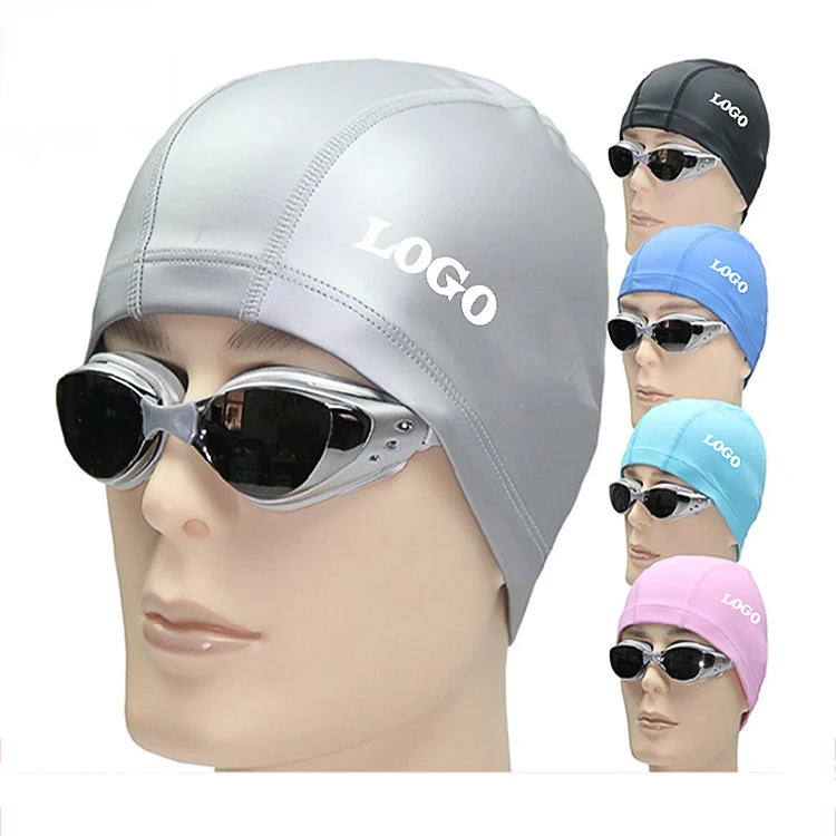 Waterproof Pu Coating Polyester Swimming Caps 1