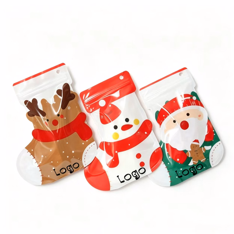 Custom Holiday Sock Candy Packaging Pouches