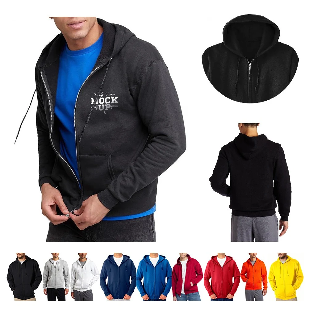 Ecosmart Fleece Full-zip Hoodie for Men, custom hoodie or sweatshirt with logo imprint 1