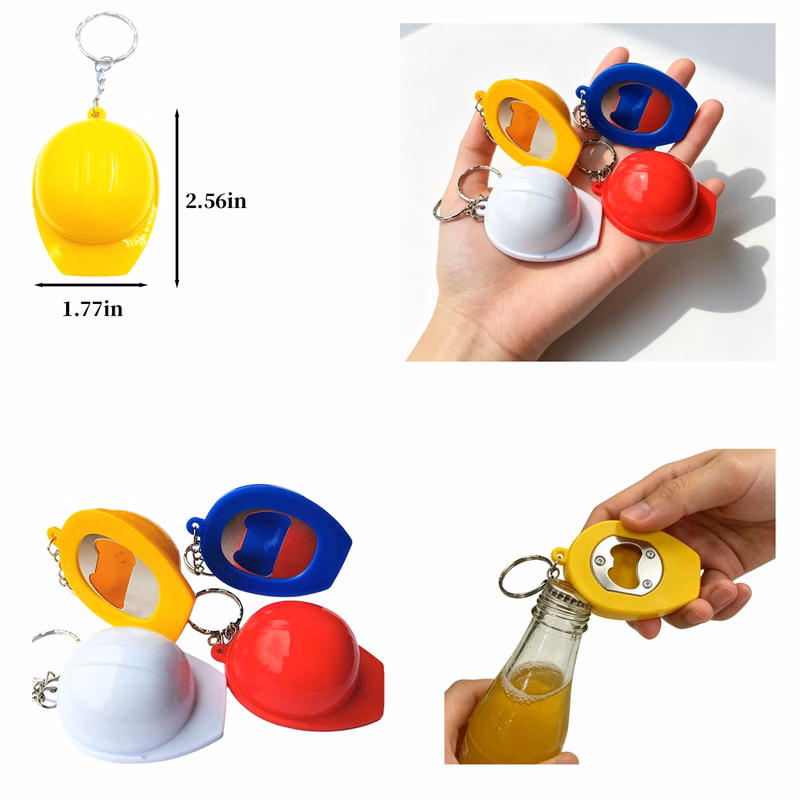 Hard Hat Bottle Opener With Keychain