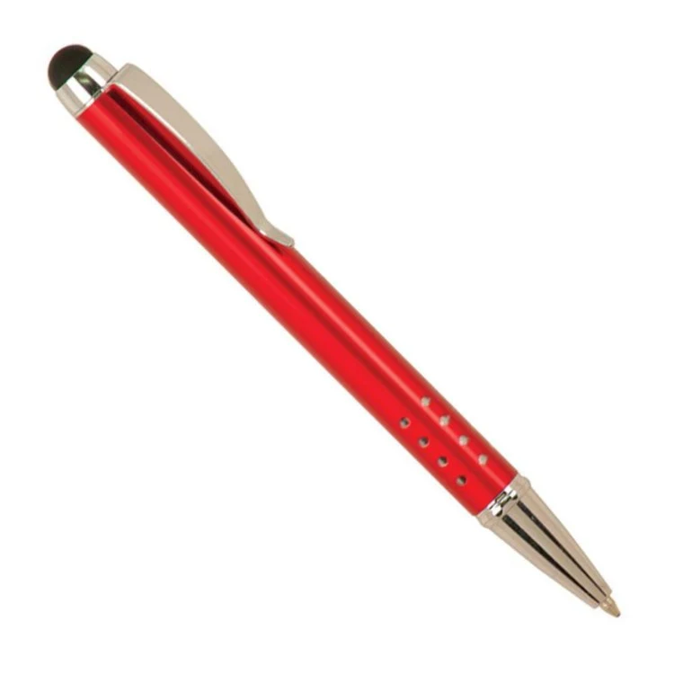 Laser Engraved Red Gloss Ballpoint Pen with Stylus 1