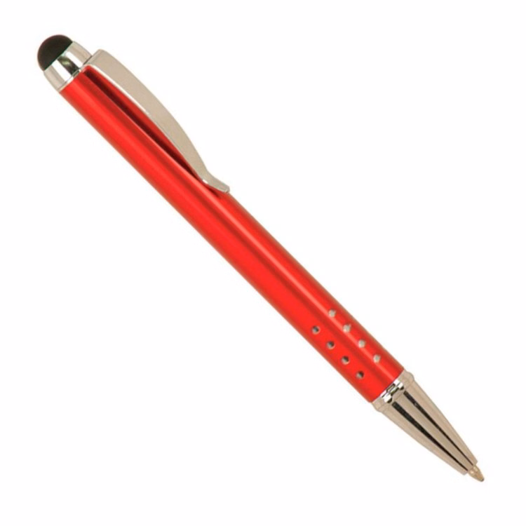 Laser Engraved Red Gloss Ballpoint Pen with Stylus