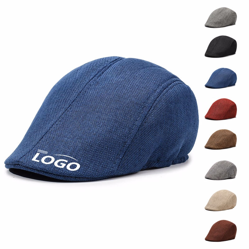 Middle-Aged Men's Linen Beret Hat