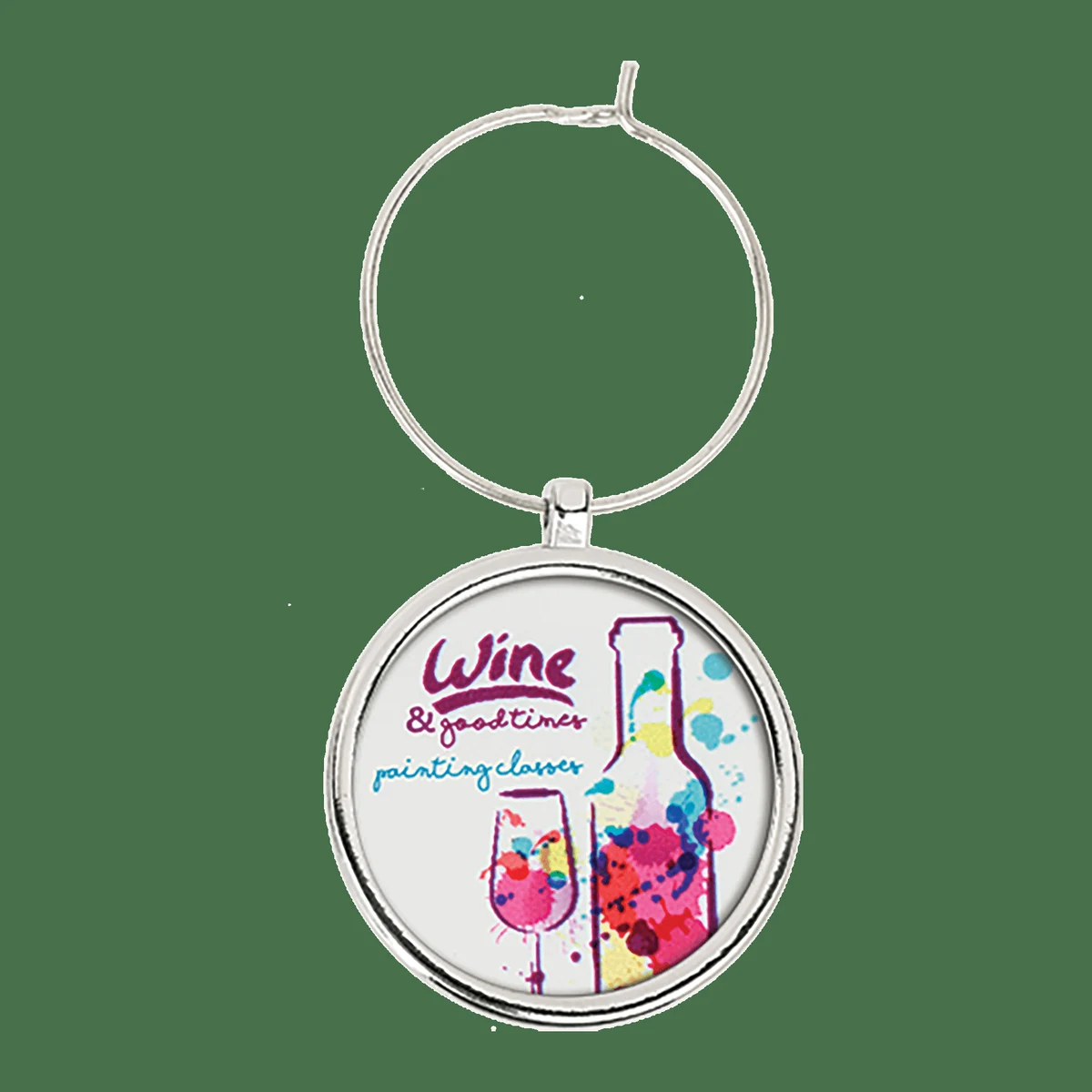 Silver Wine Glass Charm 1