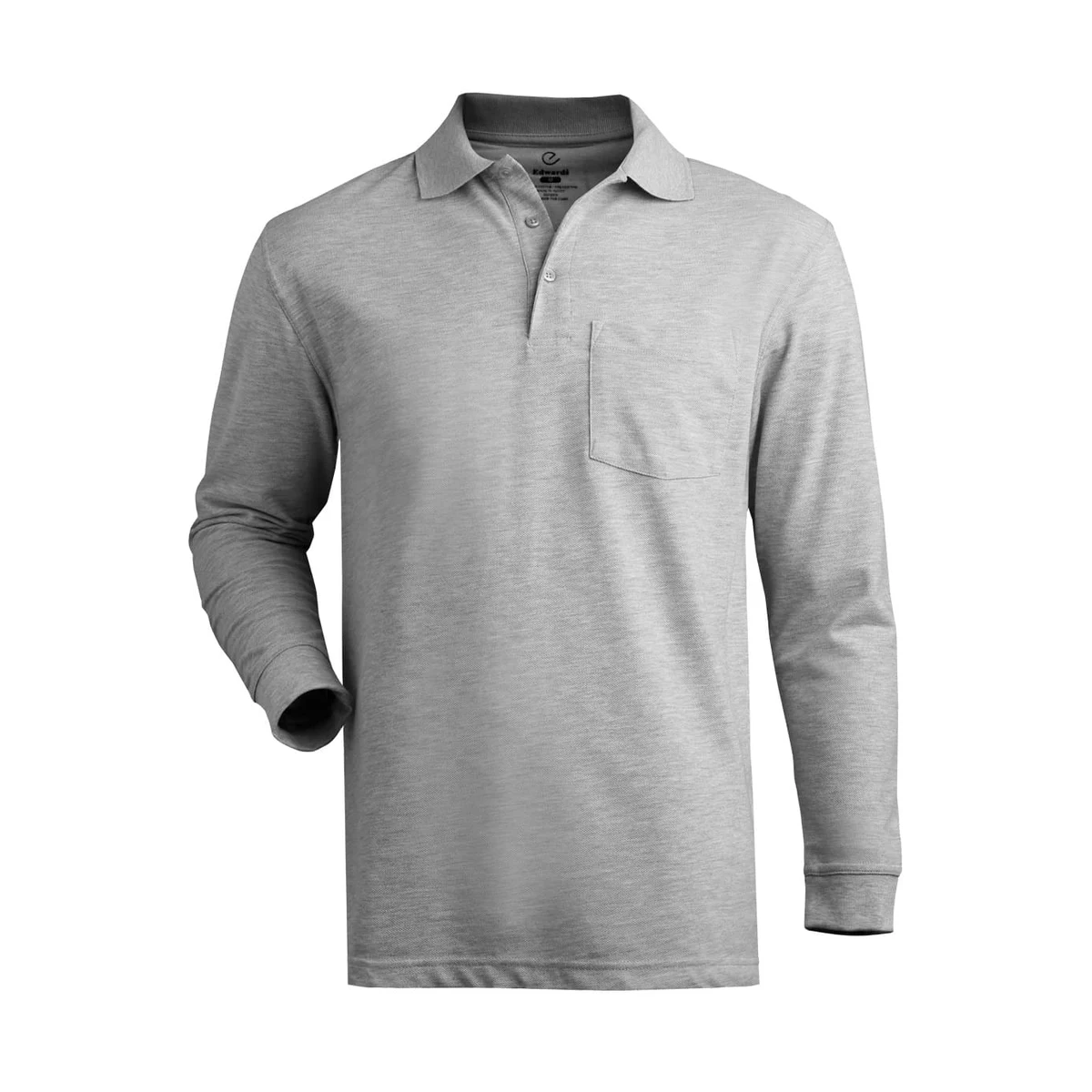 Blended Pique Long Sleeve Polo With Pocket 1