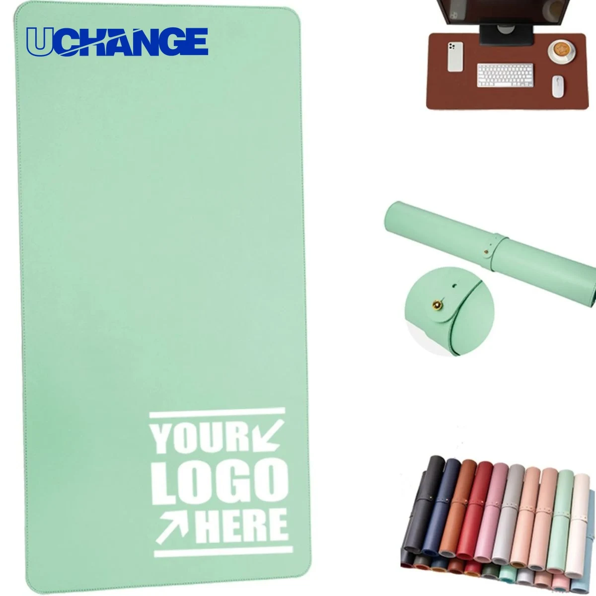 Double Sided Colorful PU Mouse Pad Mat with Storage Belt 1