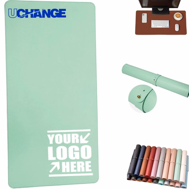 Double Sided Colorful PU Mouse Pad Mat with Storage Belt